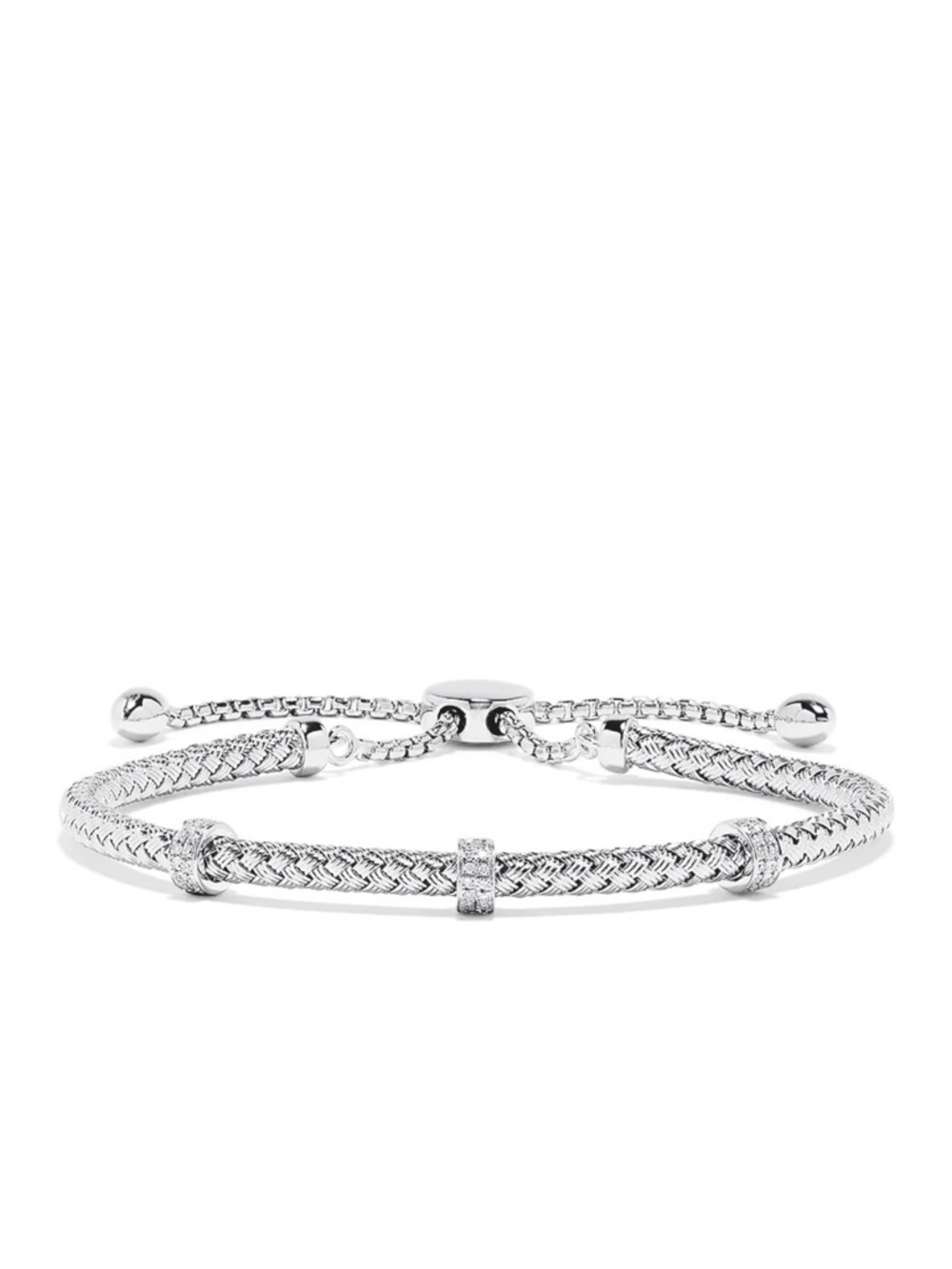 Effy 925 Sterling Silver Diamond Braided Chain Bolo Bracelet, 0.15 TCW